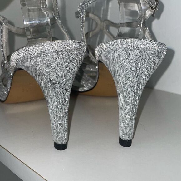 Stuart Weitzman Y2K Silver Slingback Strappy Heeled Sandals 9.5N - Picture 7 of 13